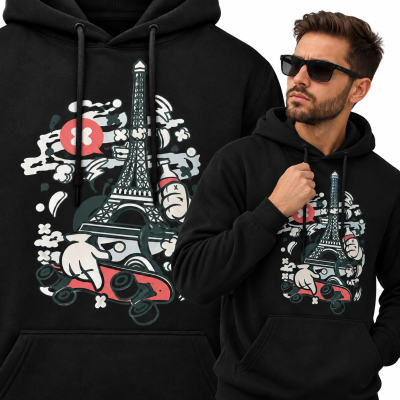 BLUZA Z KAPTUREM  ANIMOWANA EIFFEL SKATER